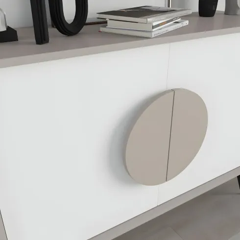 Madia Soggiorno Moderna 110 cm Tortora Ante Bianco Piedini Salvaspazio