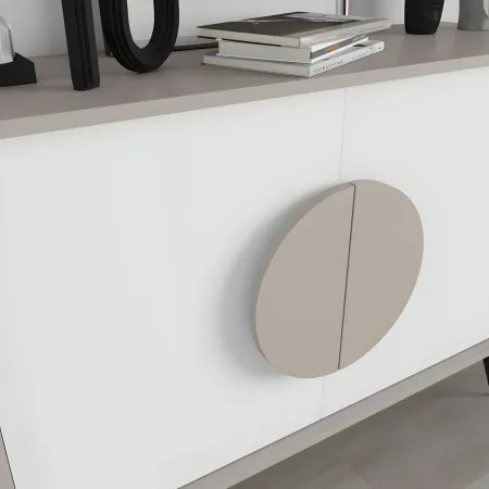 Madia Soggiorno Moderna 110 cm Tortora Ante Bianco Piedini Salvaspazio