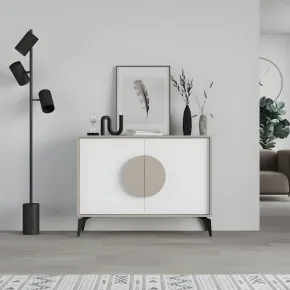Madia Soggiorno Moderna 110 cm Tortora Ante Bianco Piedini Salvaspazio 2