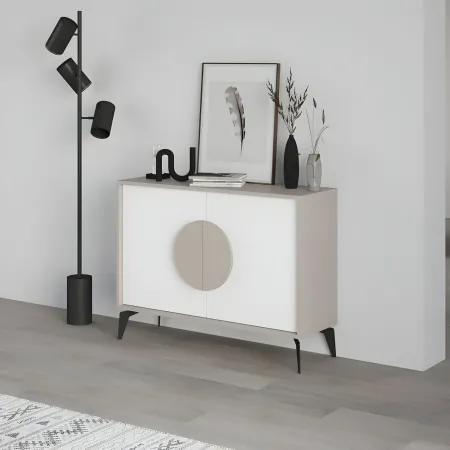 Madia Soggiorno Moderna 110 cm Tortora Ante Bianco Piedini Salvaspazio