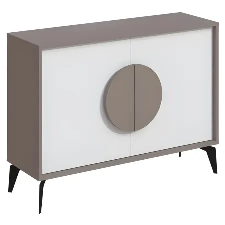 Madia Soggiorno Moderna 110 cm Tortora Ante Bianco Piedini Salvaspazio