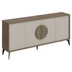Madia Soggiorno Moderna 180 cm 4 Ante Beige Struttura Noce Piedini