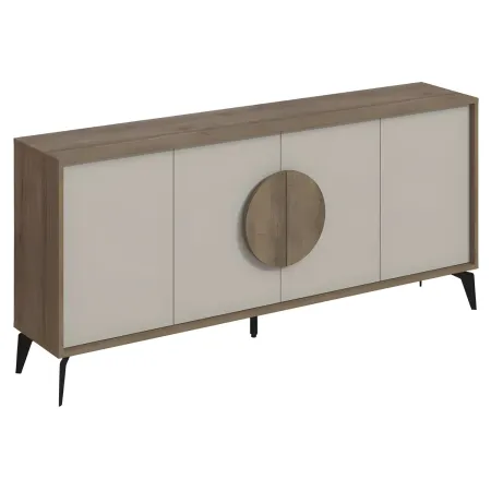 Madia Soggiorno Moderna 180 cm 4 Ante Beige Struttura Noce Piedini