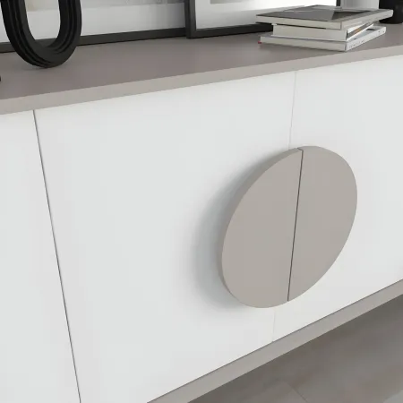 Madia Soggiorno Moderna 180 cm 4 Ante Bianco Tortora Moderno Piedini