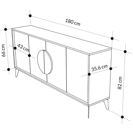 Madia Soggiorno Moderna 180 cm 4 Ante Bianco Tortora Moderno Piedini
