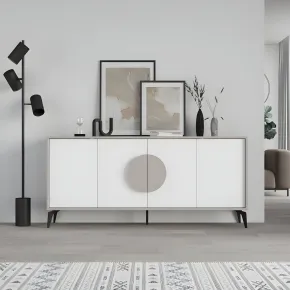 Madia Soggiorno Moderna 180 cm 4 Ante Bianco Tortora Moderno Piedini 2
