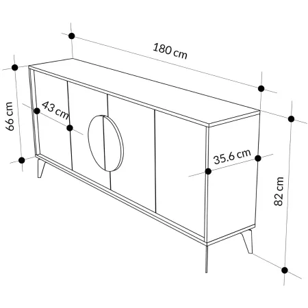 Madia Soggiorno Moderna 180 cm 4 Ante Bianco Antracite Moderno Piedini