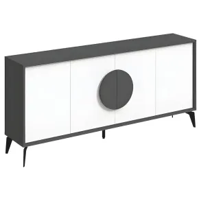 Madia Soggiorno Moderna 180 cm 4 Ante Bianco Antracite Moderno Piedini