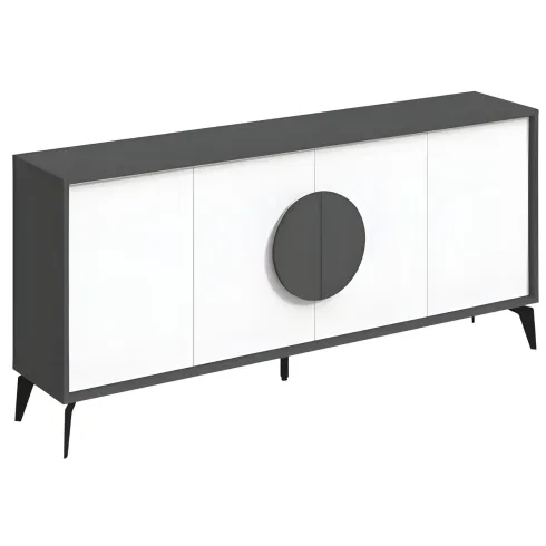 Madia Soggiorno Moderna 180 cm 4 Ante Bianco Antracite Moderno Piedini