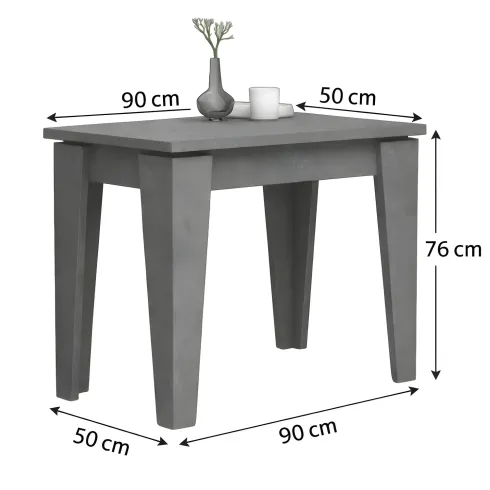 Tavolo Allungabile Salvaspazio da Salotto Cemento Console 90x50 con 5 Prolunghe | Bricoshop24