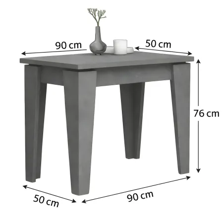 Tavolo Allungabile Salvaspazio da Salotto Cemento Console 90x50 con 5 Prolunghe | Bricoshop24