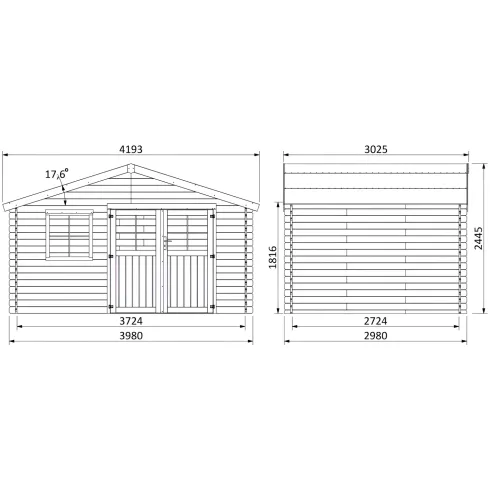 Casetta in Legno da Giardino 4x3 m 28mm BlockHouse