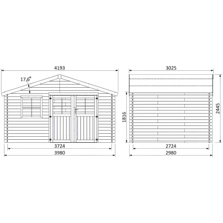 Casetta in Legno da Giardino 4x3 m 28mm BlockHouse