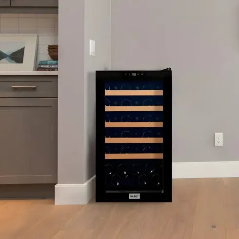 Cantinetta Vino Defrost 91L Nero Frigorifero con Ripiani e Luce LED