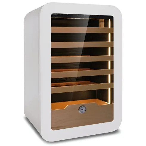 Cantinetta Vino 36 Bottiglie 5 Ripiani in Legno Classe G Bianco LED