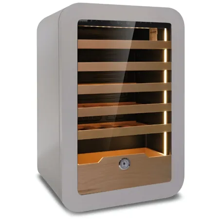 Cantinetta Vino 36 Bottiglie 5 Ripiani in Legno Classe G Grigio LED
