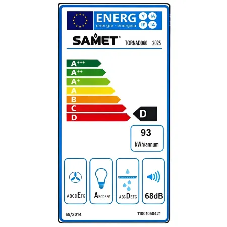 Cappa per Cucina 60 cm Sottopensile Samet 3 Velocità Bianco Classe G