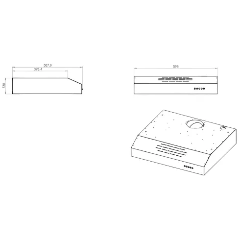 Cappa per Cucina 60 cm Sottopensile Samet 3 Velocità Bianco Classe G