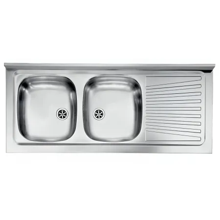Lavello 2 Vasche con Gocciolatoio Destro Inox da Appoggio 120x50 cm