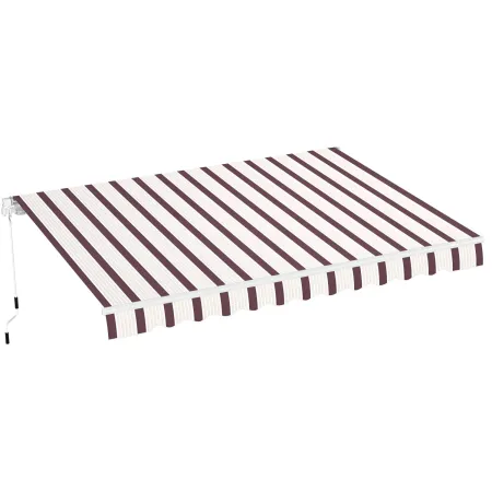 Tenda da Sole 400x250 Rigata Bordeaux Crema Barra Quadra Avvolgibile