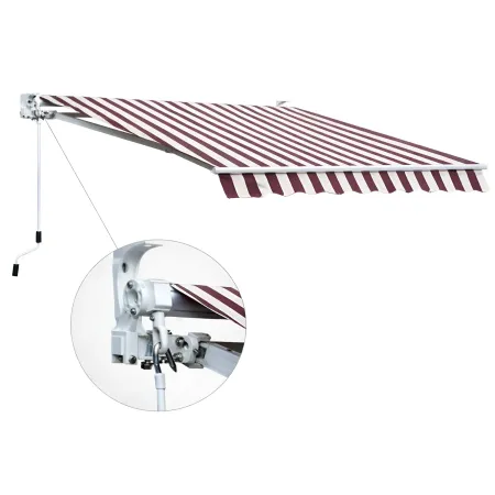 Tenda da Sole 400x250 Rigata Bordeaux Crema Barra Quadra Avvolgibile