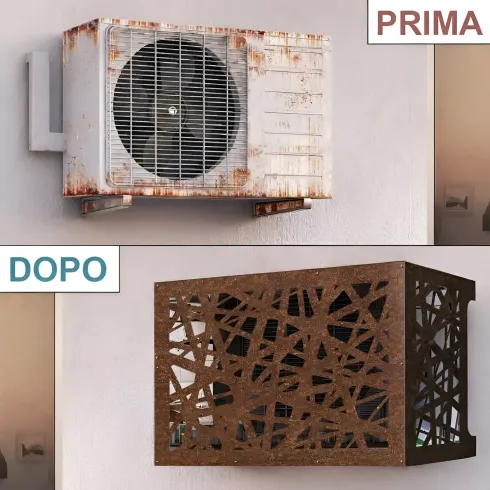 Copri Condizionatore da Esterno Decorazione Alluminio Bronzo 86x44x68