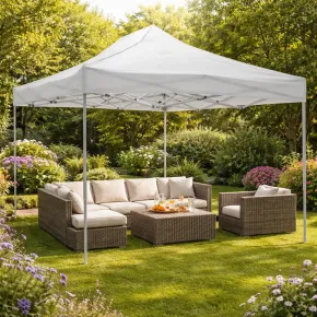 Gazebo da Giardino 3x4,5 a Fisarmonica Impermeabile Bianco con Sacca 2