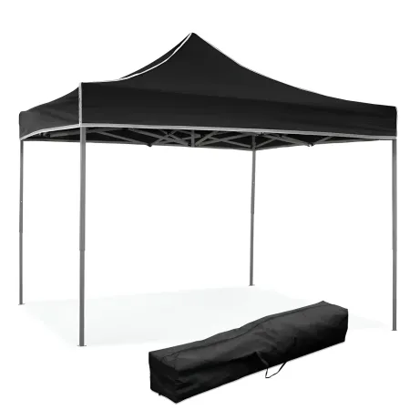 Gazebo da Giardino 3x3 a Fisarmonica Impermeabile Nero con Sacca
