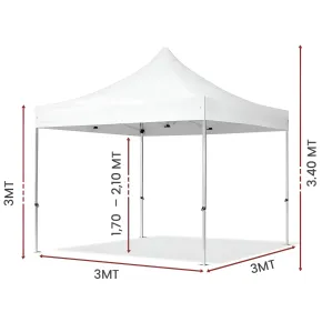 Gazebo da Giardino 3x3 Fisarmonica Altezza Regolabile Bianco Sacca 2