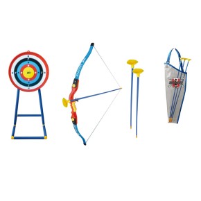 Arciere Junior Set Arco 3 Frecce Ventosa Bersaglio Faretra Tracolla Gioco Bimbi