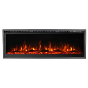 Camino Elettrico a Incasso Frontale 1500 W Effetto Fiamma Colorata 3D