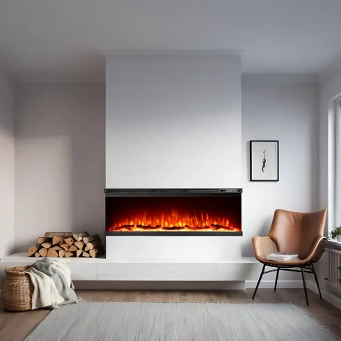 Camino Elettrico a Incasso 3 Lati 1500 W Effetto Fiamma Colorata 3D