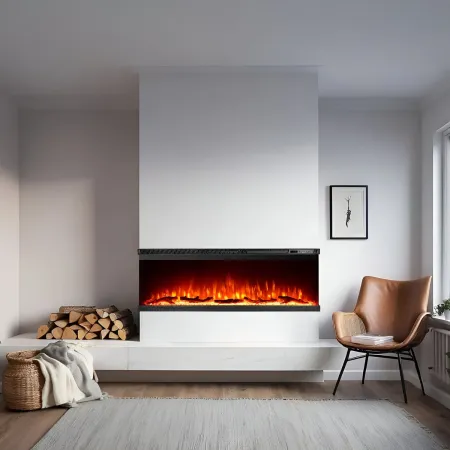 Camino Elettrico a Incasso 3 Lati 1500 W Effetto Fiamma Colorata 3D