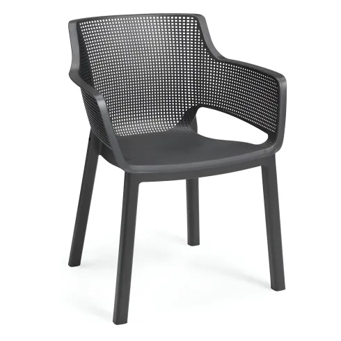 Set 6 Sedie da Esterno Keter Grafite Impilabili Resistenti UV Moderne