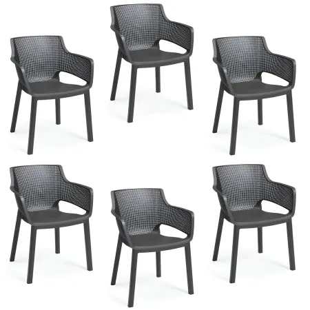 Set 6 Sedie da Esterno Keter Grafite Impilabili Resistenti UV Moderne