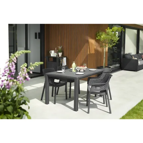 Set 6 Sedie da Esterno Keter Grafite Impilabili Resistenti UV Moderne
