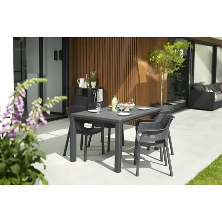 Set 6 Sedie da Esterno Keter Grafite Impilabili Resistenti UV Moderne