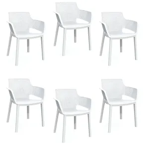Set 6 Sedie da Esterno Keter Bianco Impilabili Resistenti UV Moderne
