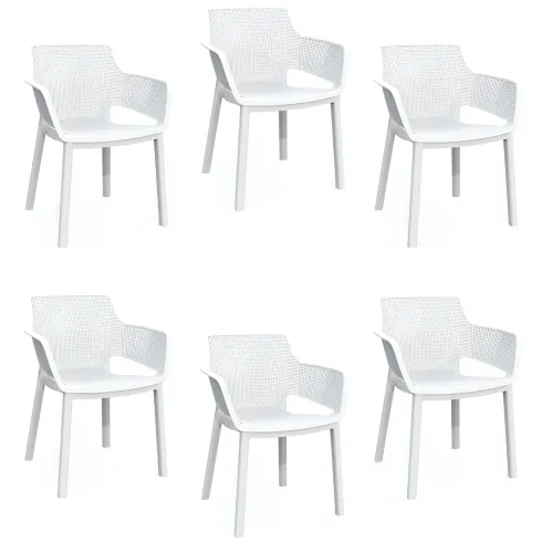 Set 6 Sedie da Esterno Keter Bianco Impilabili Resistenti UV Moderne
