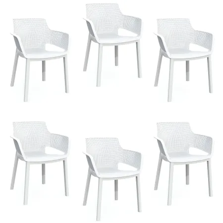Set 6 Sedie da Esterno Keter Bianco Impilabili Resistenti UV Moderne