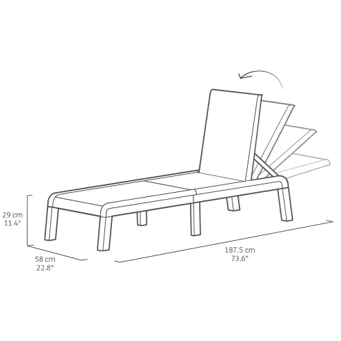 Lettino Prendisole Pieghevole da Esterno Grafite Resina Resistente UV