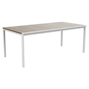 Tavolo da Giardino 200x93 cm Bianco Rettangolare Resina Effetto Legno