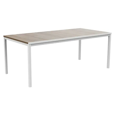 Tavolo da Giardino 200x93 cm Bianco Rettangolare Resina Effetto Legno