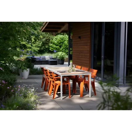Tavolo da Giardino 200x93 cm Bianco Rettangolare Resina Effetto Legno