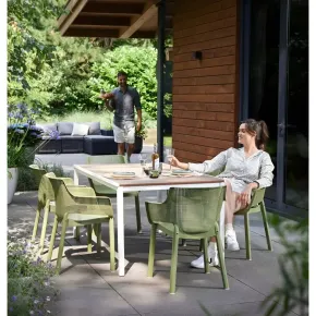 Tavolo da Giardino 200x93 cm Bianco Rettangolare Resina Effetto Legno 2
