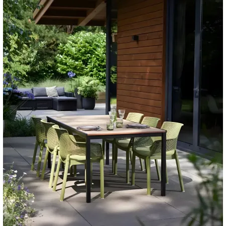 Tavolo da Giardino 200x93 cm Grafite Rettangolare Resina Effetto Legno