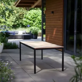 Tavolo da Giardino 200x93 cm Grafite Rettangolare Resina Effetto Legno 2