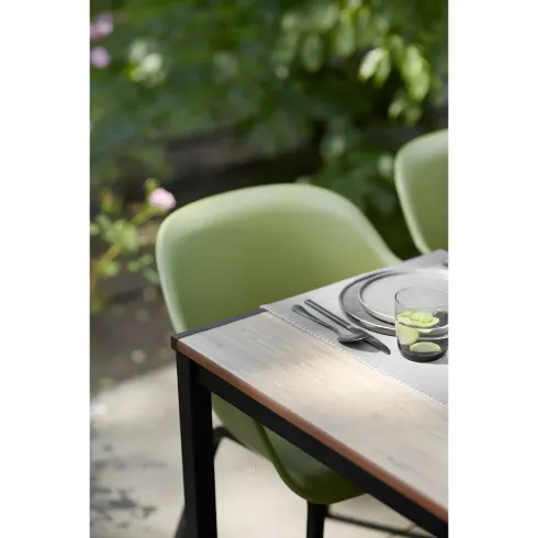 Tavolo da Giardino 159x95 cm Grafite Rettangolare Effetto Legno Metallo