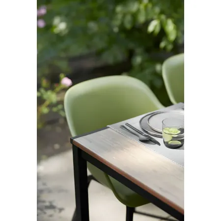 Tavolo da Giardino 159x95 cm Grafite Rettangolare Effetto Legno Metallo