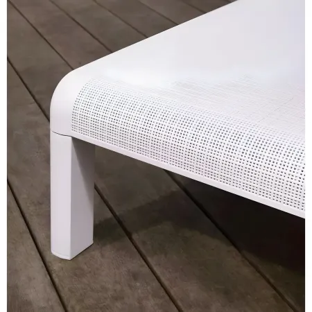 Lettino Prendisole Pieghevole da Esterno Bianco Resina Resistente UV